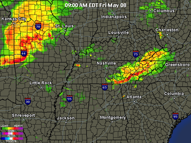 Severe Thunderstorms Moving Toward Tennessee Valley