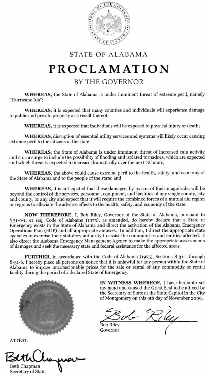 State of Emergency in Alabama